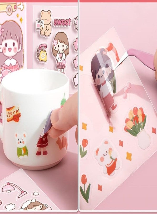 WISHKEY PET Girl Theme Peel and Stick Stickers for Paper Kids 100 Sheet Stickers Adorable Japanese Girl Sticker Set Stationery Item Multicolor 3+Years (Pack of 1) 2.2 cm - Image 5